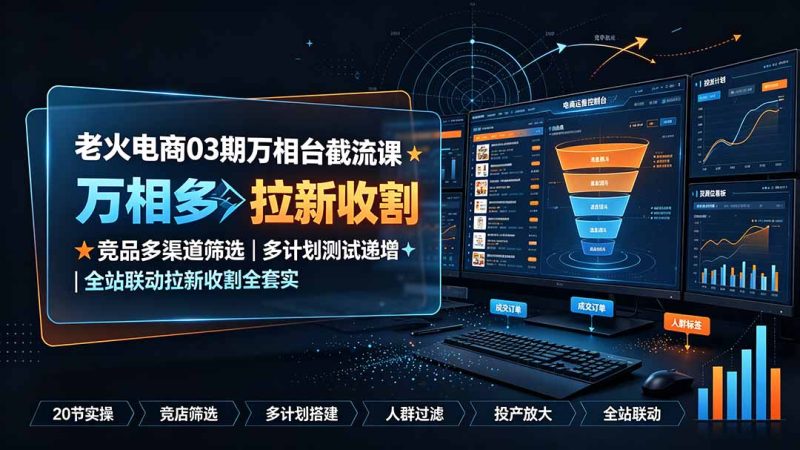 老火电商03期万相台截流课:竞品多渠道筛选|多计划测试递增|全站联动拉新收割全套实操教学-初遇资源网