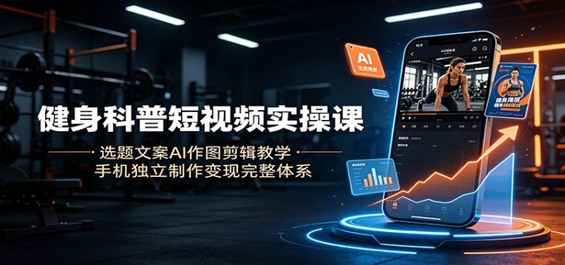 健身科普短视频实操课:选题文案AI作图剪辑教学,手机独立制作变现完整体系-初遇资源网