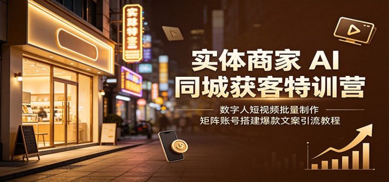实体商家AI同城获客特训营:数字人短视频批量制作,矩阵账号搭建爆款文案引流教程-初遇资源网
