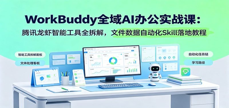 WorkBuddy全域AI办公实战课：腾讯龙虾智能工具全拆解，文件数据自动化Skill落地教程-初遇资源网