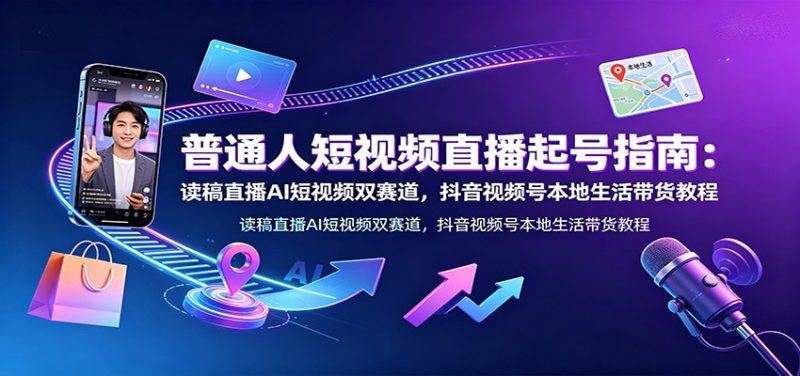 普通人短视频直播起号指南:读稿直播AI短视频双赛道,抖音视频号本地生活带货教程-初遇资源网