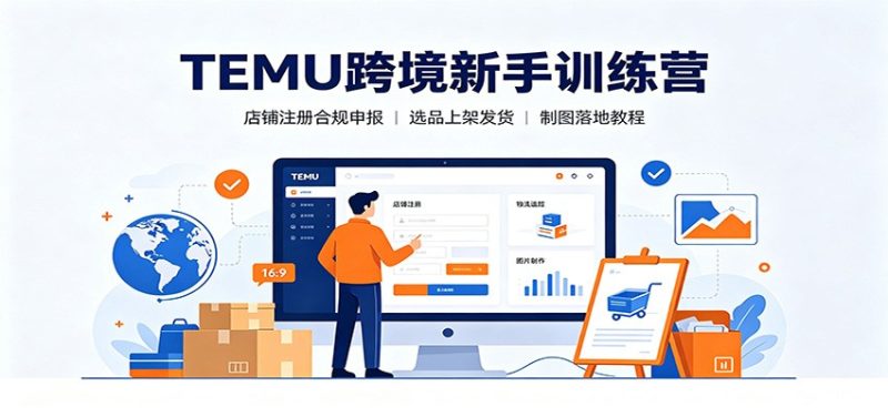 TEMU跨境新手训练营:店铺注册合规申报,选品上架发货制图落地教程-初遇资源网