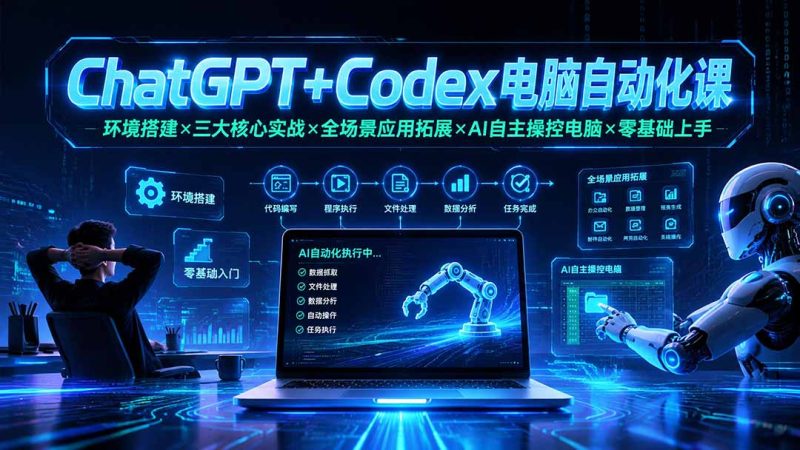 ChatGPT+Codex电脑自动化课:环境搭建×三大核心实战×全场景应用拓展×AI自主操控电脑×零基础上手-初遇资源网
