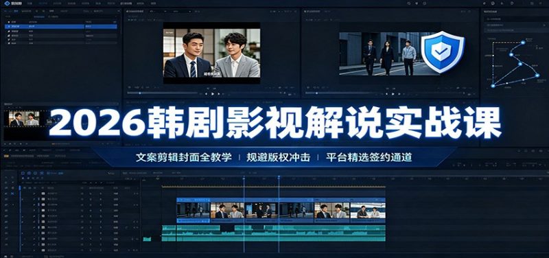 2026韩剧影视解说实战课:文案剪辑封面全教学,规避版权冲击平台精选签约通道-初遇资源网