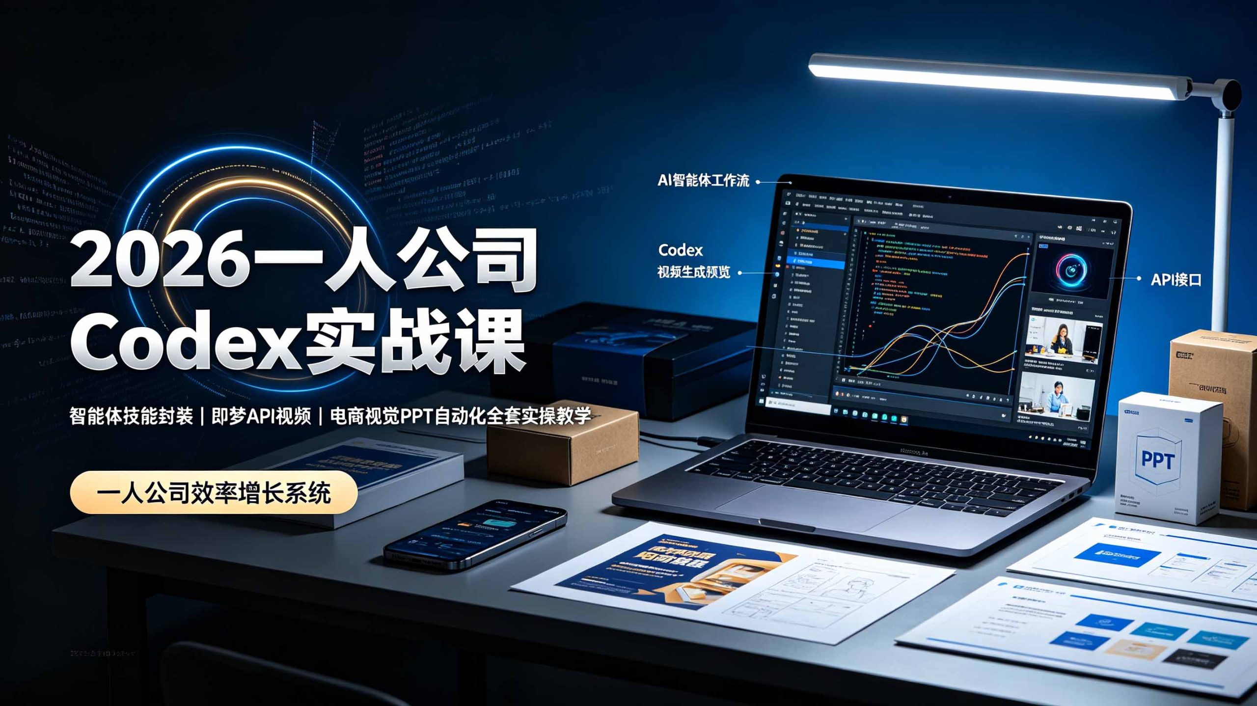 【中创网】2026一人公司Codex实战课◆智能体技能封装|即梦API视频|电商视觉PPT自动化全套实操教学 - 初遇资源网