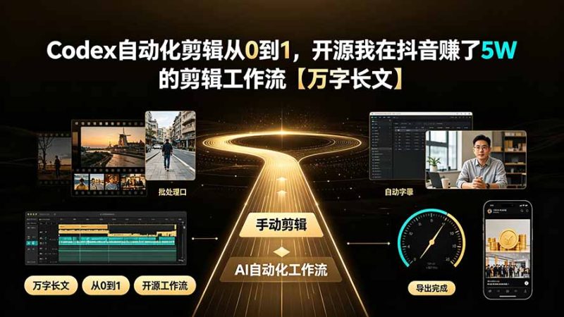 Codex自动化剪辑从0到1,开源我在抖音赚了5W 的剪辑工作流【万字长文】-初遇资源网