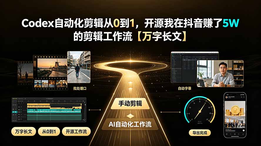 【中创网】Codex自动化剪辑从0到1，开源我在抖音赚了5W 的剪辑工作流【万字长文】 - 初遇资源网