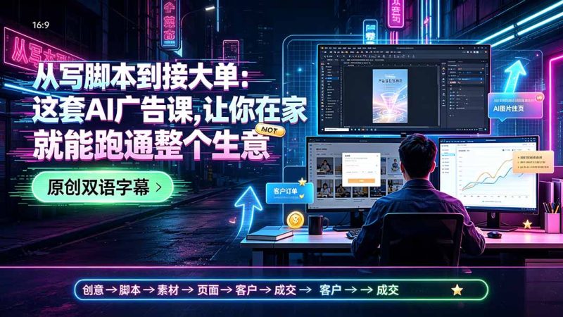 从写脚本到接大单:这套AI广告课,让你在家就能跑通整个生意【原创双语字幕】-初遇资源网