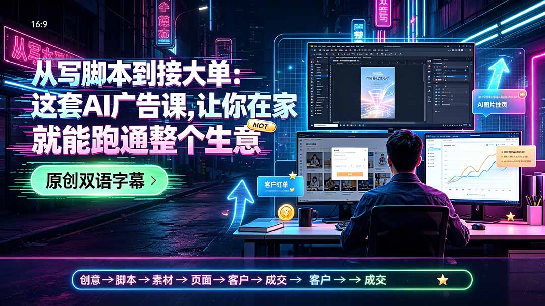 【中创网】从写脚本到接大单：这套AI广告课，让你在家就能跑通整个生意【原创双语字幕】 - 初遇资源网