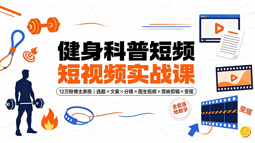 【中创网】健身科普短视频实战课-12万粉博主亲授｜选题×文案×分镜×图生视频×剪映剪辑×变现，全套落地教学 - 初遇资源网