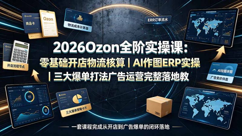 2026Ozon全阶实操课:零基础开店物流核算|AI作图ERP实操|三大爆单打法广告运营完整落地教程-初遇资源网