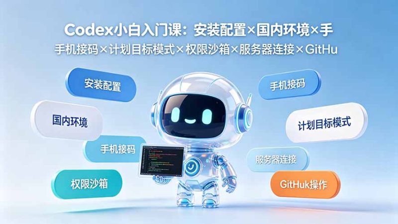 Codex小白入门课:安装配置×国内环境×手机接码×计划目标模式×权限沙箱×服务器连接×GitHub操作-初遇资源网