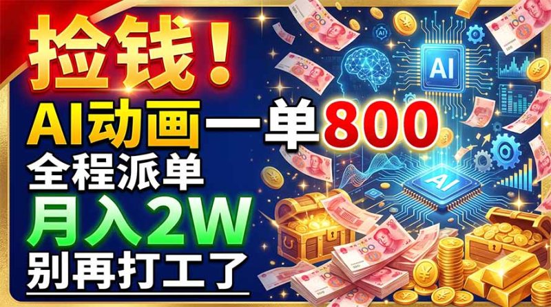 捡钱!AI动画一单800,全程派单,月入2W,别再打工了-初遇资源网