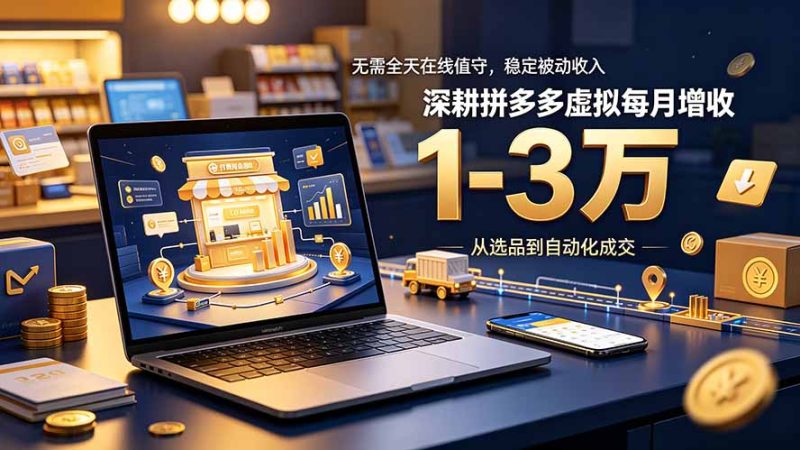无需全天在线值守,稳定被动收入,深耕拼多多虚拟每月增收 1-3 万-初遇资源网