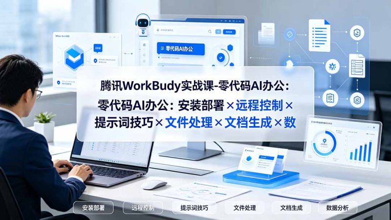 腾讯WorkBuddy实战课-零代码AI办公:安装部署×远程控制×提示词技巧×文件处理×文档生成×数据分析-初遇资源网