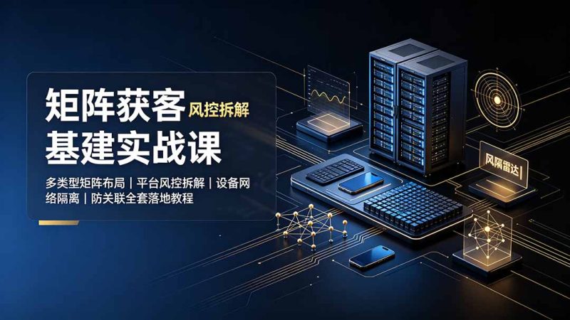 矩阵获客基建实战课:多类型矩阵布局|平台风控拆解|设备网络隔离|防关联全套落地教程-初遇资源网