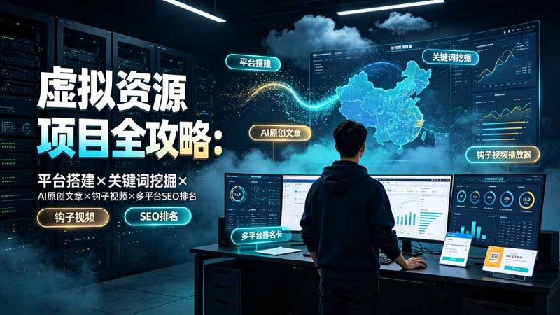 虚拟资源项目全攻略:平台搭建×关键词挖掘×AI原创文章×钩子视频×多平台SEO排名-初遇资源网