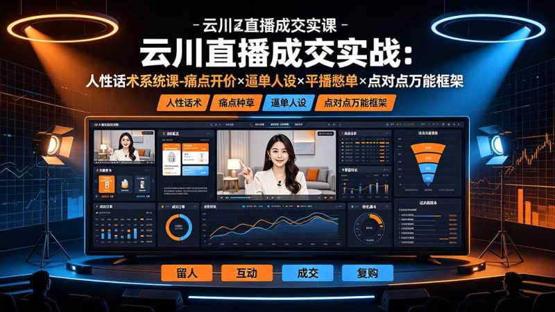 云川直播成交实战:人性话术系统课-痛点种草×塑品开价×逼单人设×平播憋单×点对点万能框架-初遇资源网