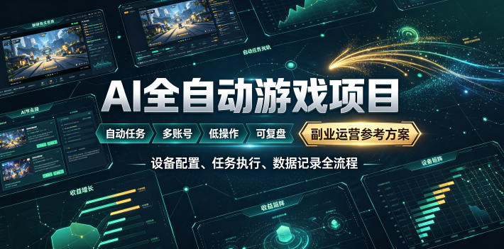 AI全自动游戏躺賺副业:日入几百,稳定运行三年的项目!-初遇资源网