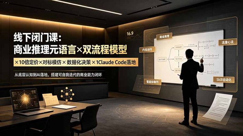 线下闭门课：商业推理元语言×双流程模型×10倍定价×对标模仿×数据化决策×Claude Code落地，击穿认知盲区-初遇资源网