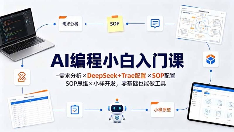 AI编程小白入门课-需求分析×DeepSeek+Trae配置×SOP思维×小样开发,零基础也能做工具-初遇资源网