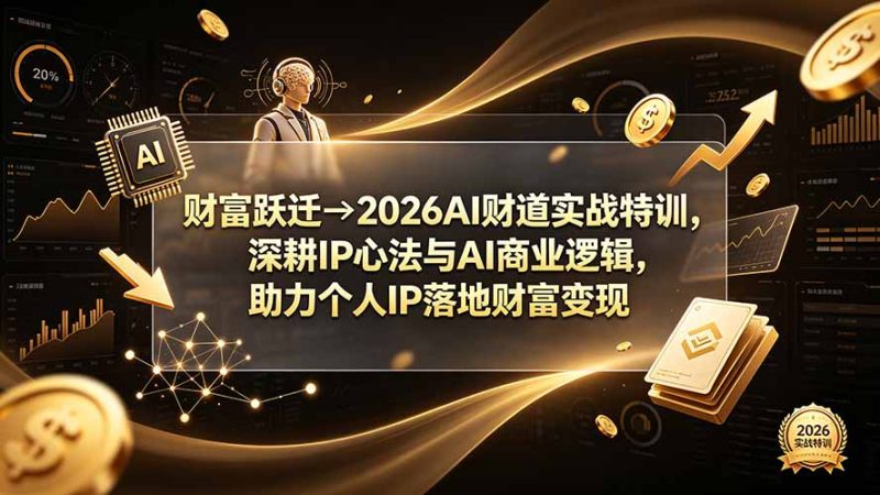 财富跃迁→2026AI财道实战特训,深耕IP心法与AI商业逻辑,助力个人IP落地财富变现-初遇资源网