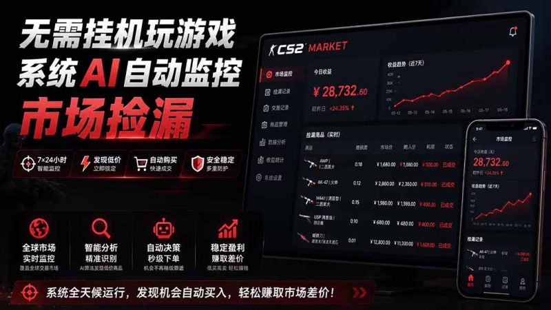 系统AI自动监控市场捡漏，不用玩游戏|只需要一部手机|支持任何形式数据验证-初遇资源网