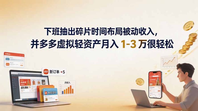下班抽出碎片时间布局被动收入,拼多多虚拟轻资产月入 1-3 万很轻松-初遇资源网