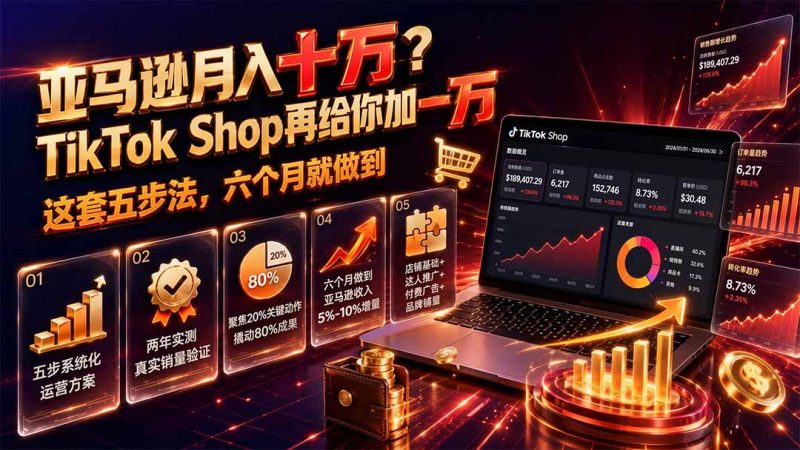 亚马逊月入十万?TikTok Shop再给你加一万——这套五步法,六个月就做到【原创双语字幕】-初遇资源网