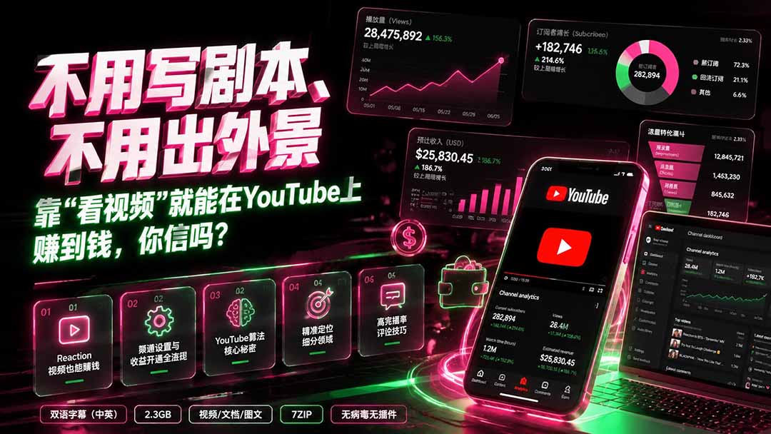 【中创网】不用写剧本、不用出外景——靠”看视频”就能在YouTube上赚到钱，你信吗？【原创双语字幕】 - 初遇资源网