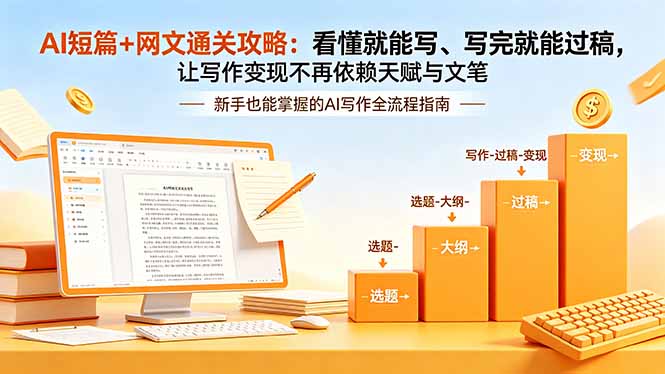 AI短篇+网文通关攻略-更新:看懂就能写、写完就能过稿,让写作变现不再依赖天赋与文笔-初遇资源网