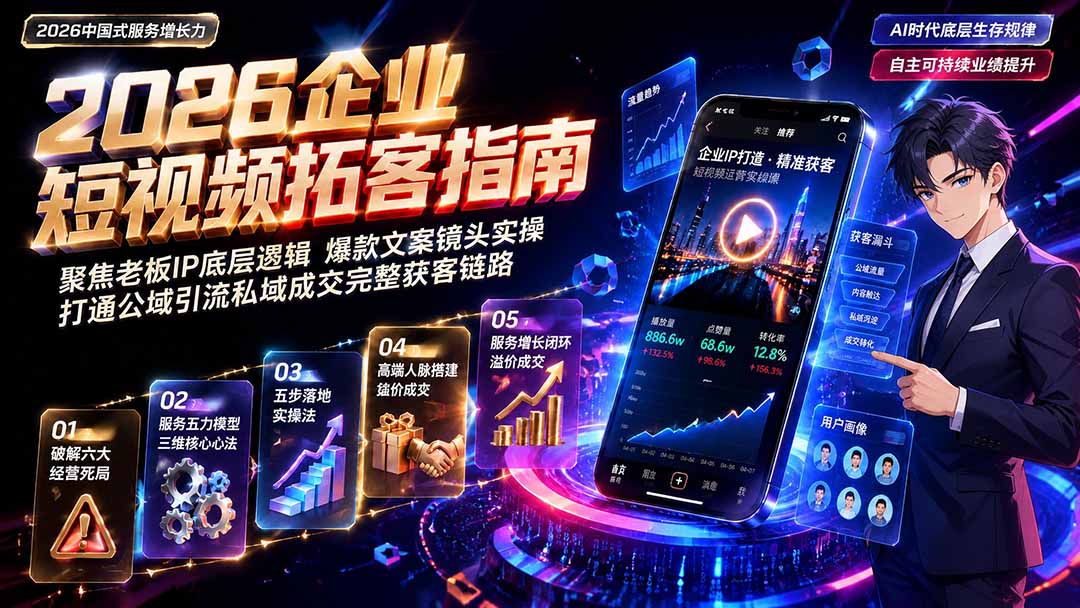 【中创网】2026AI时代服务增长力实战课-无水印｜五力模型三维心法教学，破解门店客源流失低价内卷实现长效业绩增长 - 初遇资源网
