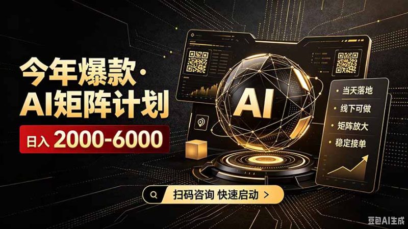 AI矩阵计划!日收益3000-8000+,项目绿色长久,安全合规靠谱,可批量放大。扶持工作室和分公司-初遇资源网