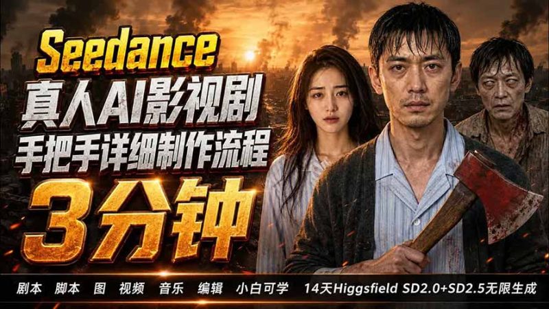 3分钟真人AI影视剧怎么做?SD 2.0手把手完整制作流程|Higgsfield 14天SD 2.0/2.5无限生成-初遇资源网