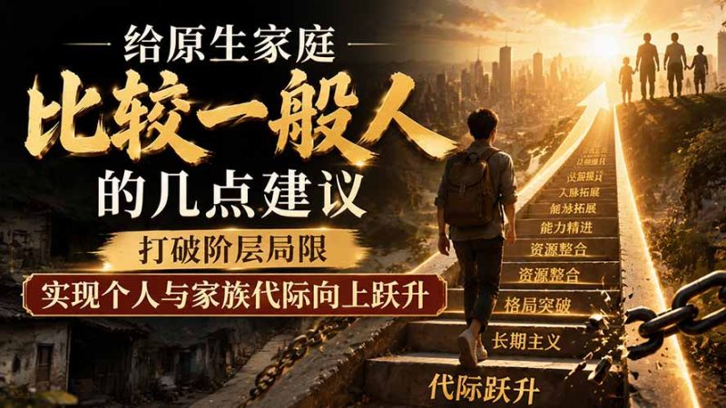 付费文章:给原生家庭比较一般人的几点建议,打破阶层局限,实现个人与家族代际向上跃升-初遇资源网