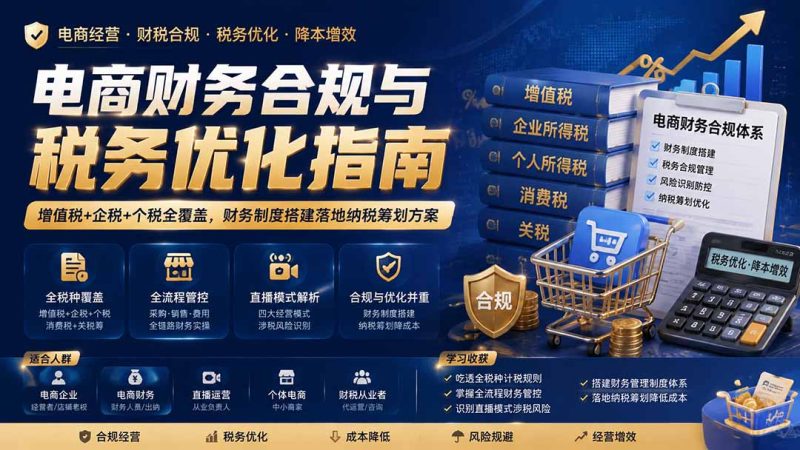 电商财务合规与税务优化指南:增值税+企税+个税全覆盖,财务制度搭建落地纳税筹划方案-初遇资源网