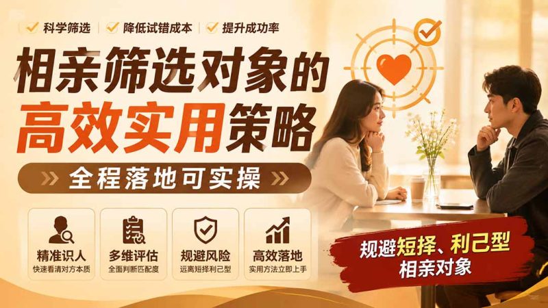付费文章:相亲筛选对象的高效实用策略,全程落地可实操,规避短择、利己型相亲对象-初遇资源网