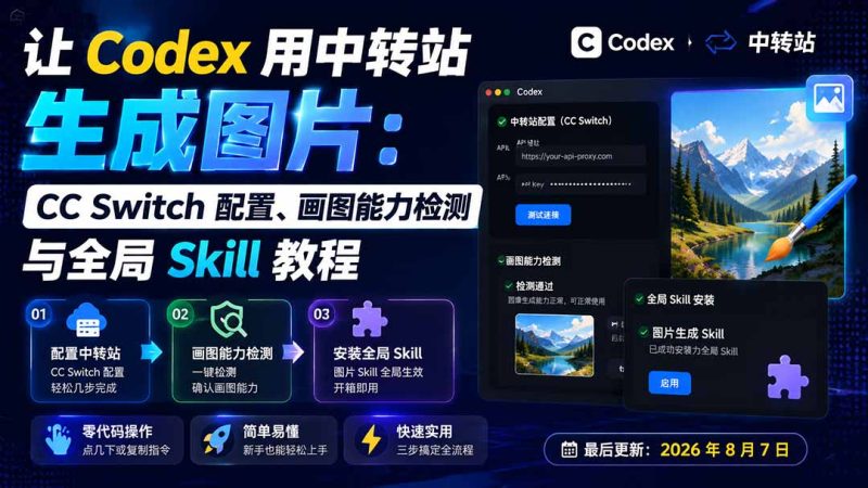 让 Codex 用中转站生成图片:CC Switch 配置、画图能力检测与全局 Skill 教程-初遇资源网