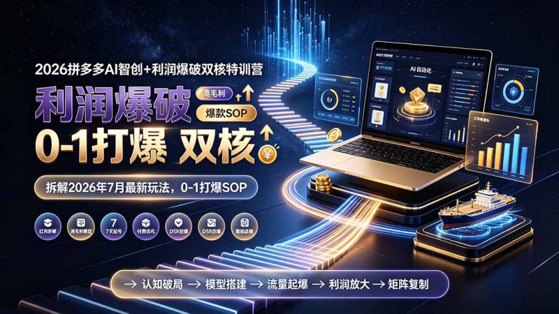 2026拼多多AI智创+利润爆破双核特训营-更新：拆解2026年7月最新玩法，0-1打爆SOP-初遇资源网