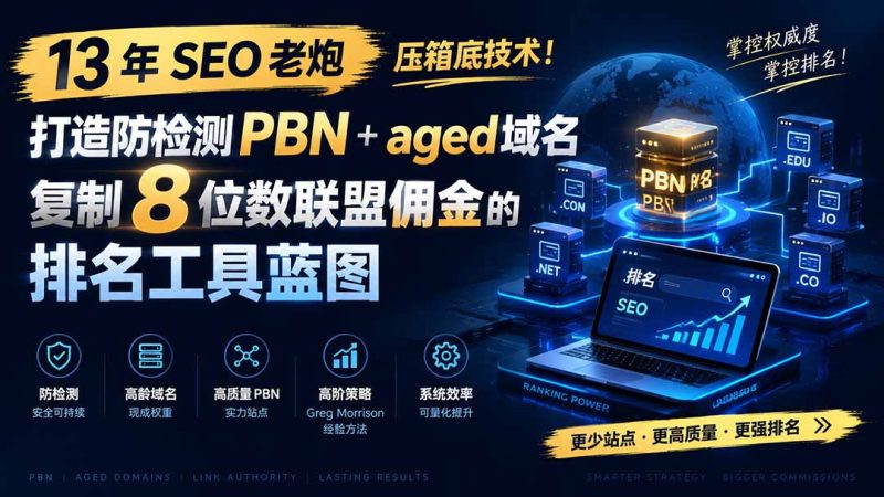 13 年 SEO 老炮压箱底技术!打造防检测 PBN+aged 域名,复制 8 位数联盟佣金的排名工具蓝图【原创双语字幕】-初遇资源网