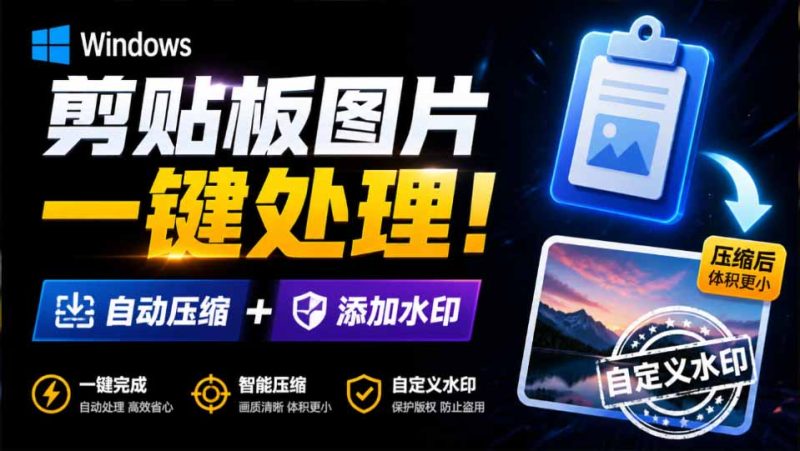 Windows 剪贴板复制图片后,体积会暴涨数百倍?剪贴板图片一键自动压缩及添加水印工具-初遇资源网