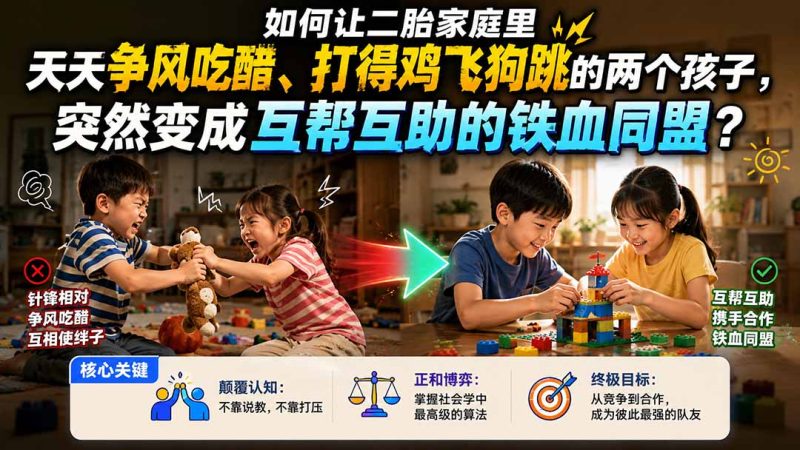 付费文章：如何让二胎家庭里天天争风吃醋、打得鸡飞狗跳的两个孩子，突然变成互帮互助的铁血同盟？-初遇资源网