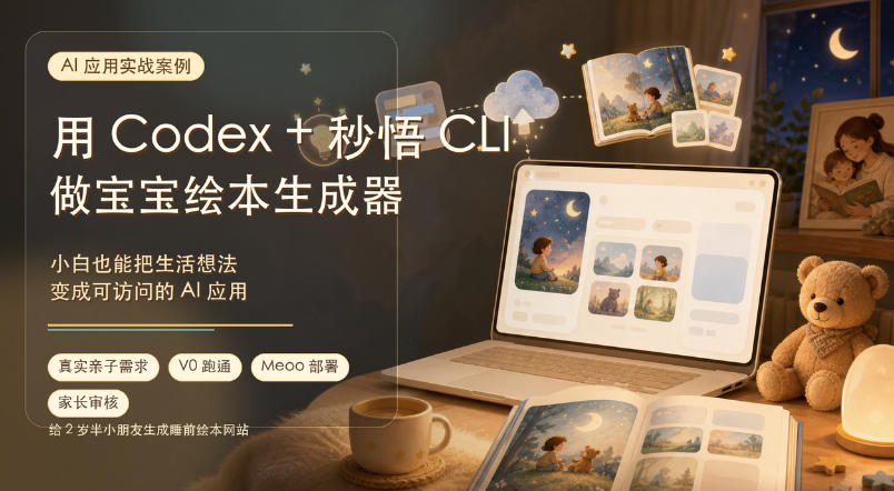 【冒泡网】AI应用实战案例，用Codex+秒悟CLl做宝宝绘本生成器，小白也能把生活想法变成可访问的AI应用 - 初遇资源网