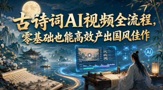 古诗词AI视频全流程，零基础也能高效产出国风佳作-初遇资源网