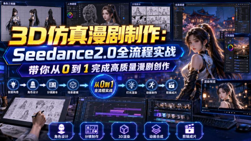 3D仿真漫剧制作:Seedance2.0全流程实战,带你从0到1完成高质量漫剧创作-初遇资源网
