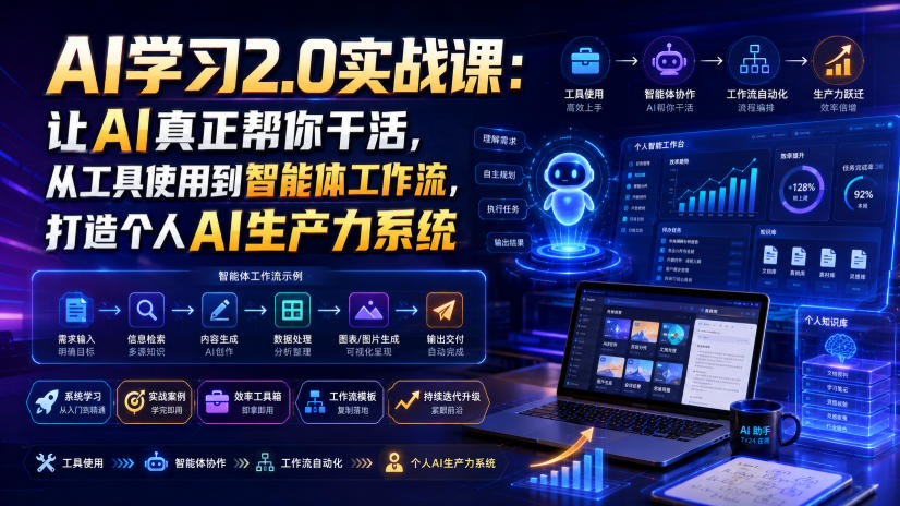 【冒泡网】AI学习2.0实战课：让AI真正帮你干活，从工具使用到智能体工作流，打造个人AI生产力系统 - 初遇资源网