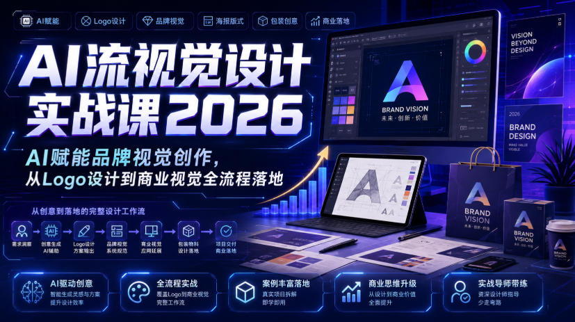 【冒泡网】AI流视觉设计实战课2026：AI赋能品牌视觉创作，从Logo设计到商业视觉全流程落地 - 初遇资源网