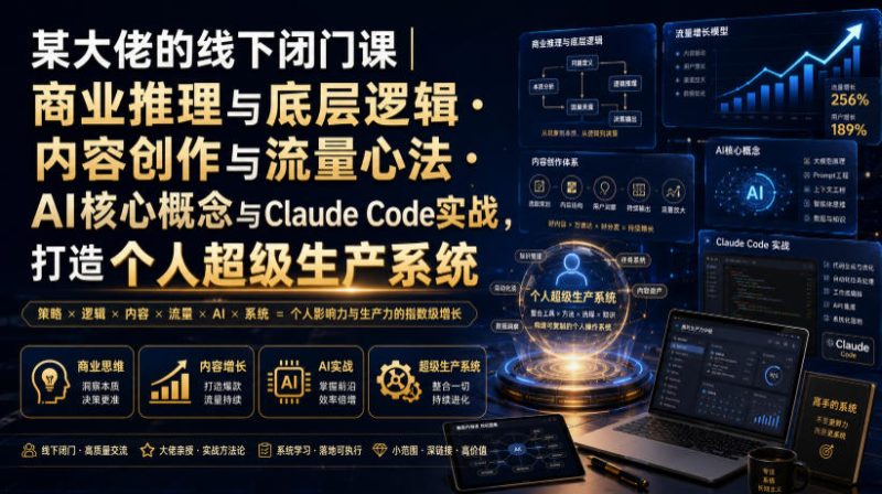 某大佬的线下闭门课|商业推理与底层逻辑・内容创作与流量心法・AI核心概念与Claude Code实战,打造个人超级生产系统【录音+图片】-初遇资源网