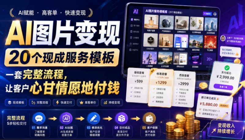 AI图片变现,20个现成服务模板,一套完整流程,让客户心甘情愿地付钱【原创双语字幕】-初遇资源网