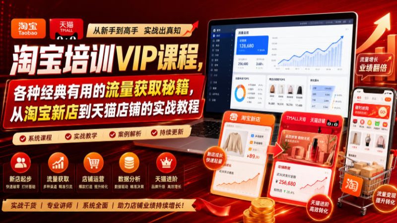 淘宝培训VIP课程,各种经典有用的流量获取秘籍,从淘宝新店到天猫店铺的实战教程(更新7月)-初遇资源网